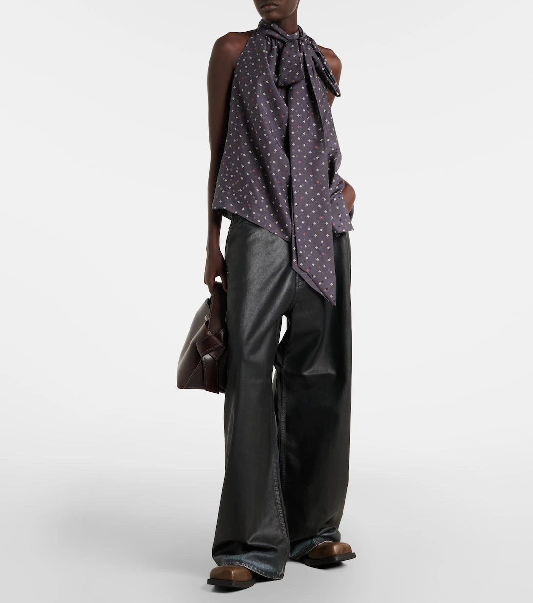 Acne Studios - جينز مطلي بقصة ساق واسعة وخصر متوسط الارتفاع لعام 2023