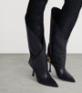 Black Leather Twist Heel Boots 95