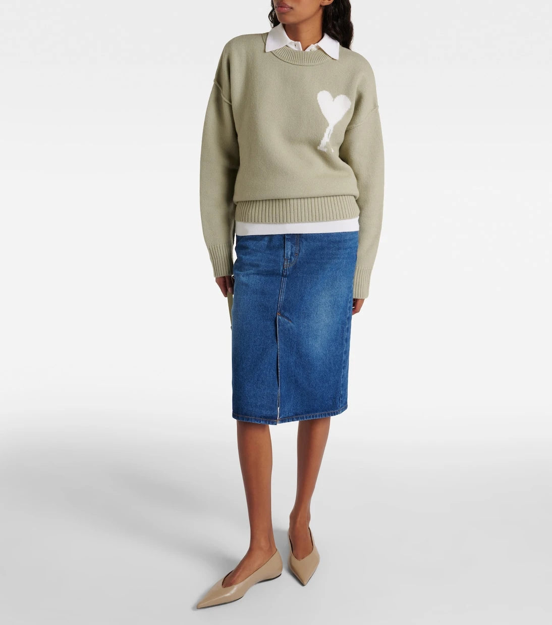Ami Paris - Denim pencil skirt