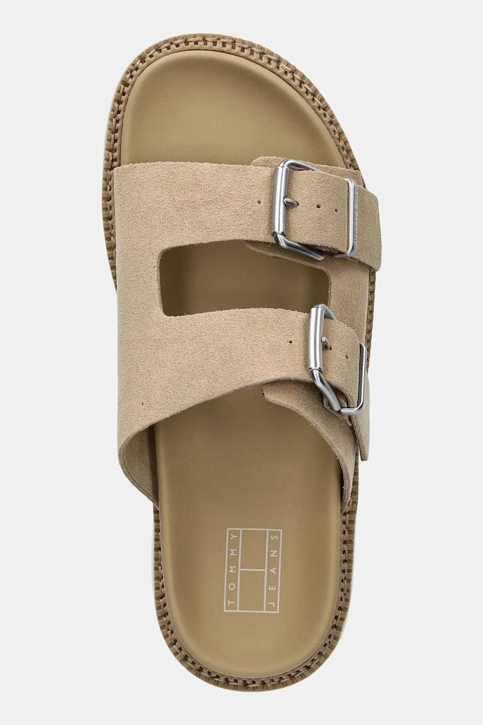 Tommy Jeans DOUBLE STRAP SANDAL SUEDE Süet Terlik