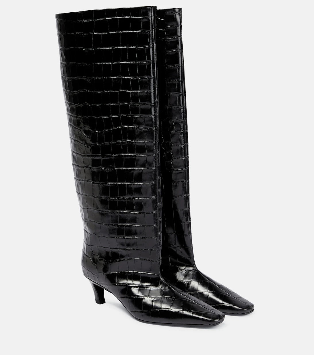 Toteme - Croc-effect leather knee-high boots