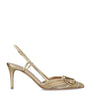 Valentino Garavani Gold Leather Logo Slingback Pumps 80