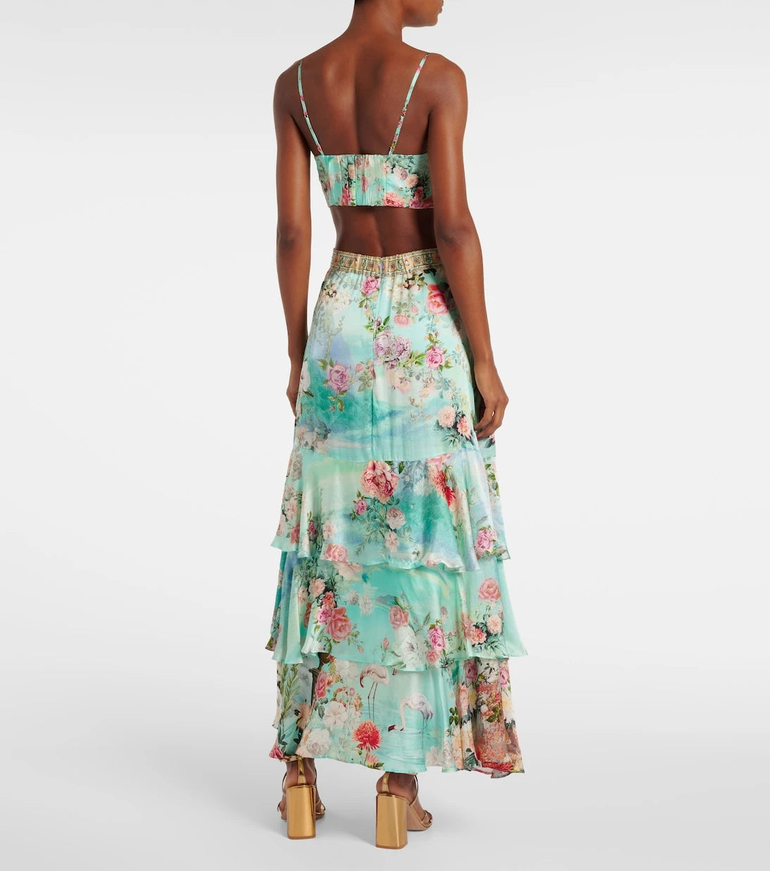 Camilla - Ruffled tiered silk maxi skirt