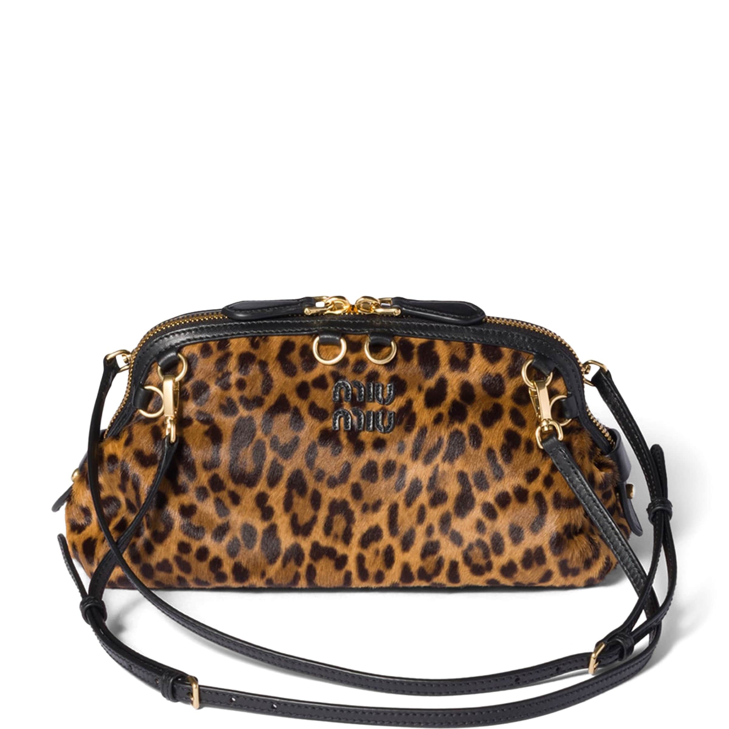 Miu Miu Calf Hair Leopard Clutch Bag