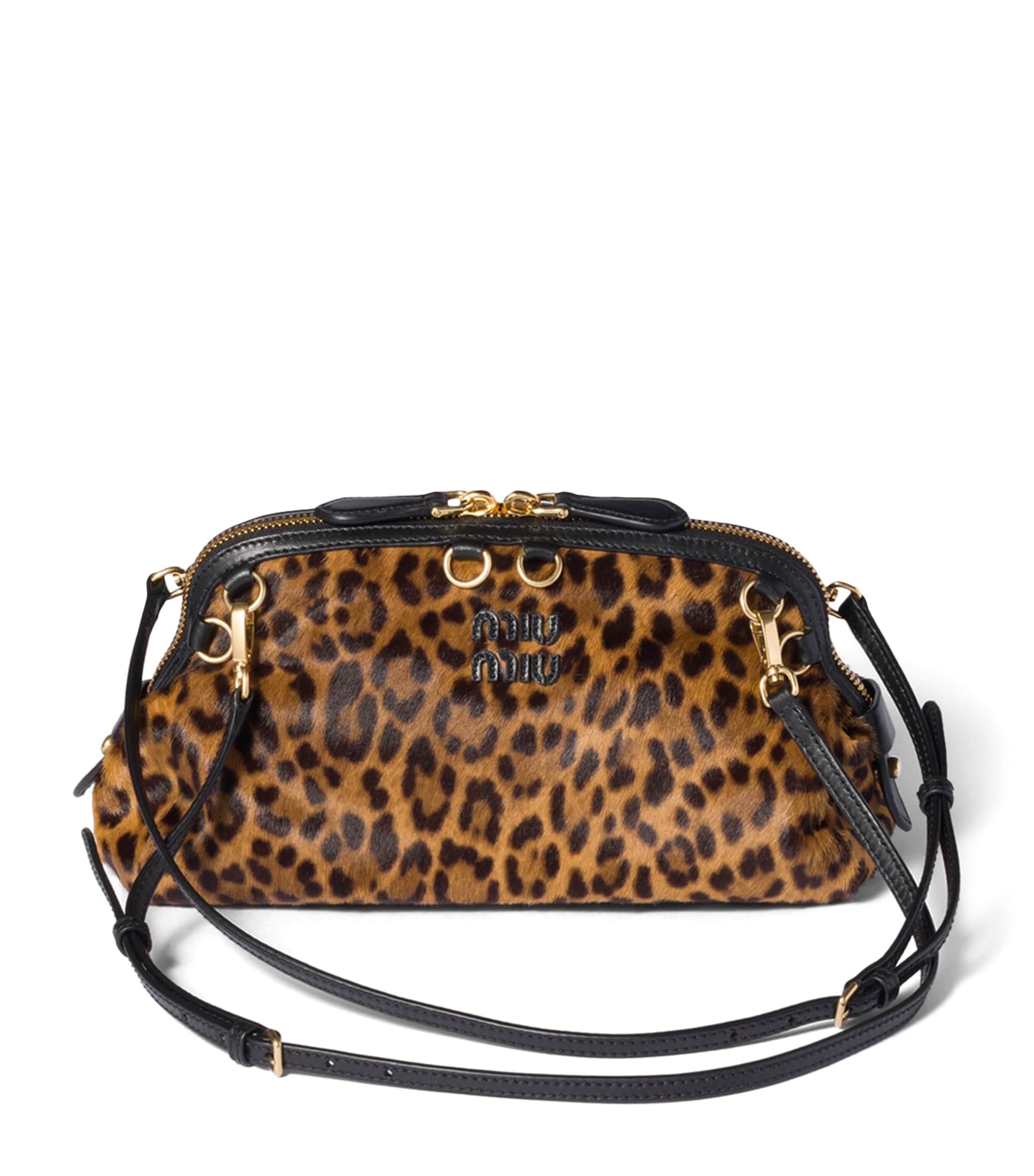 Miu Miu Calf Hair Leopard Clutch Bag