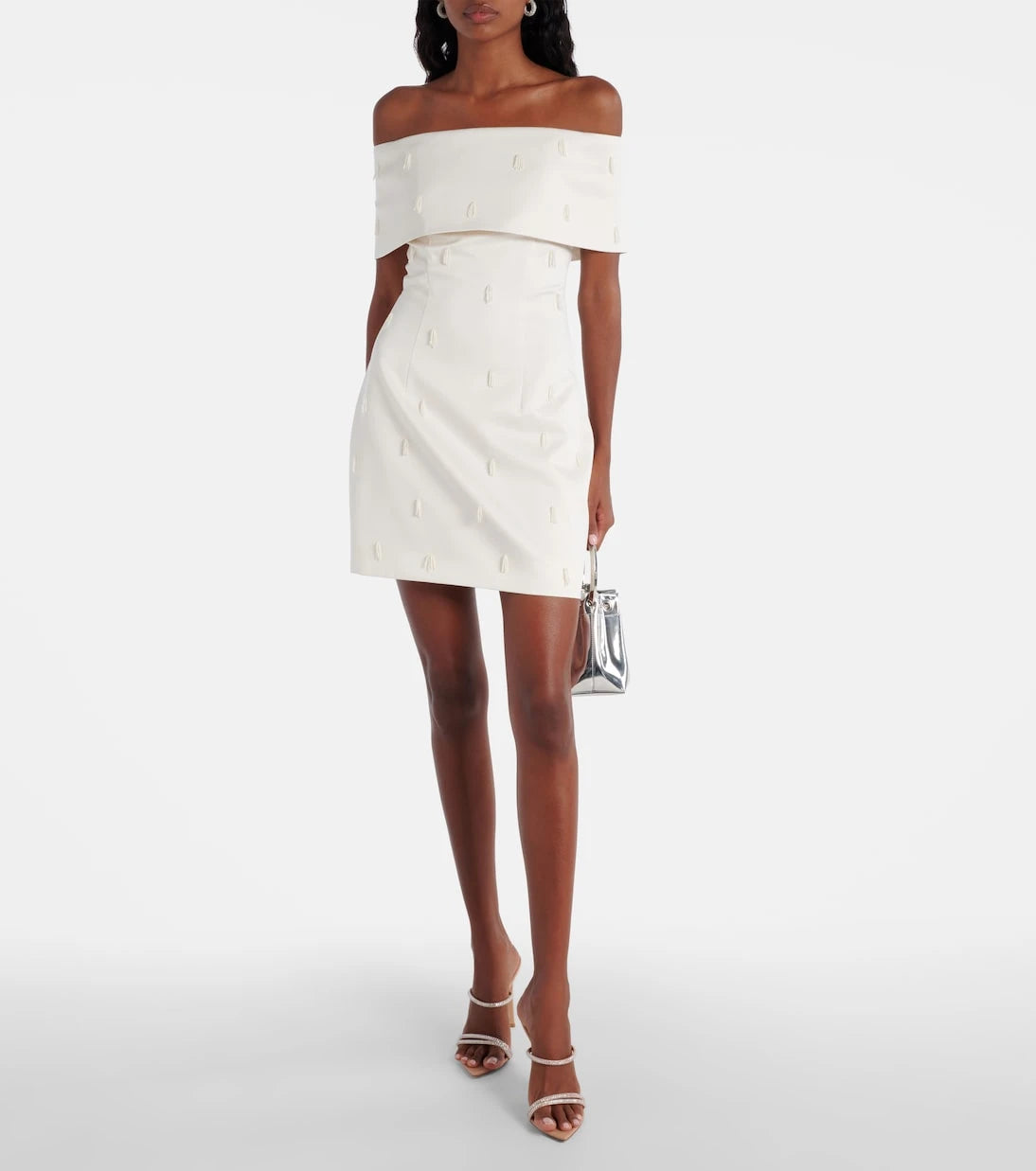 Rotate - Beaded off-shoulder satin minidress