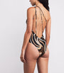 PUCCI Brown Marmo Print One-Shoulder Swimsuit