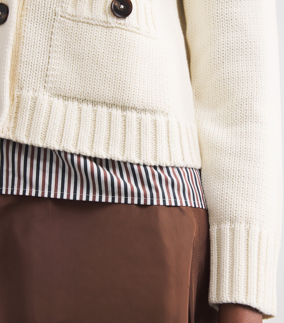 ME+EM Ivory Cotton Cropped Cardigan