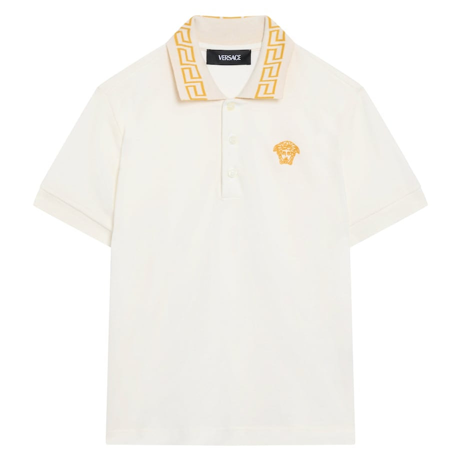Versace Kids Cotton Logo-Embroidered Polo Shirt (6-14 Years)