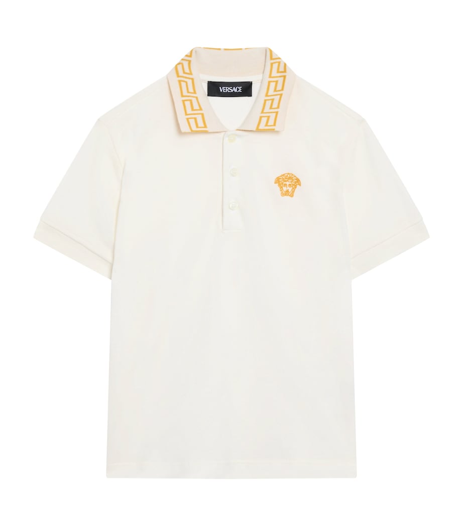 Versace Kids Cotton Logo-Embroidered Polo Shirt (6-14 Years)