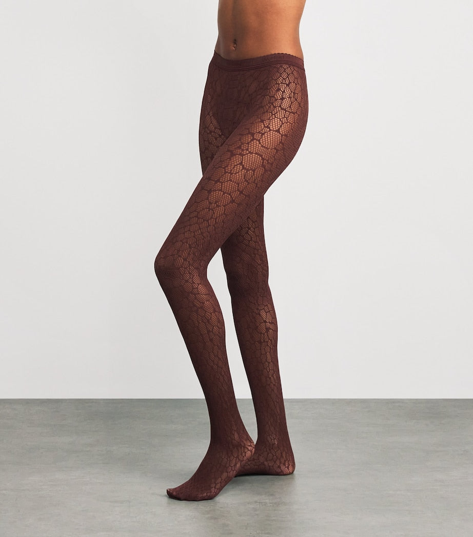 Burgundy Net Reptile Tights