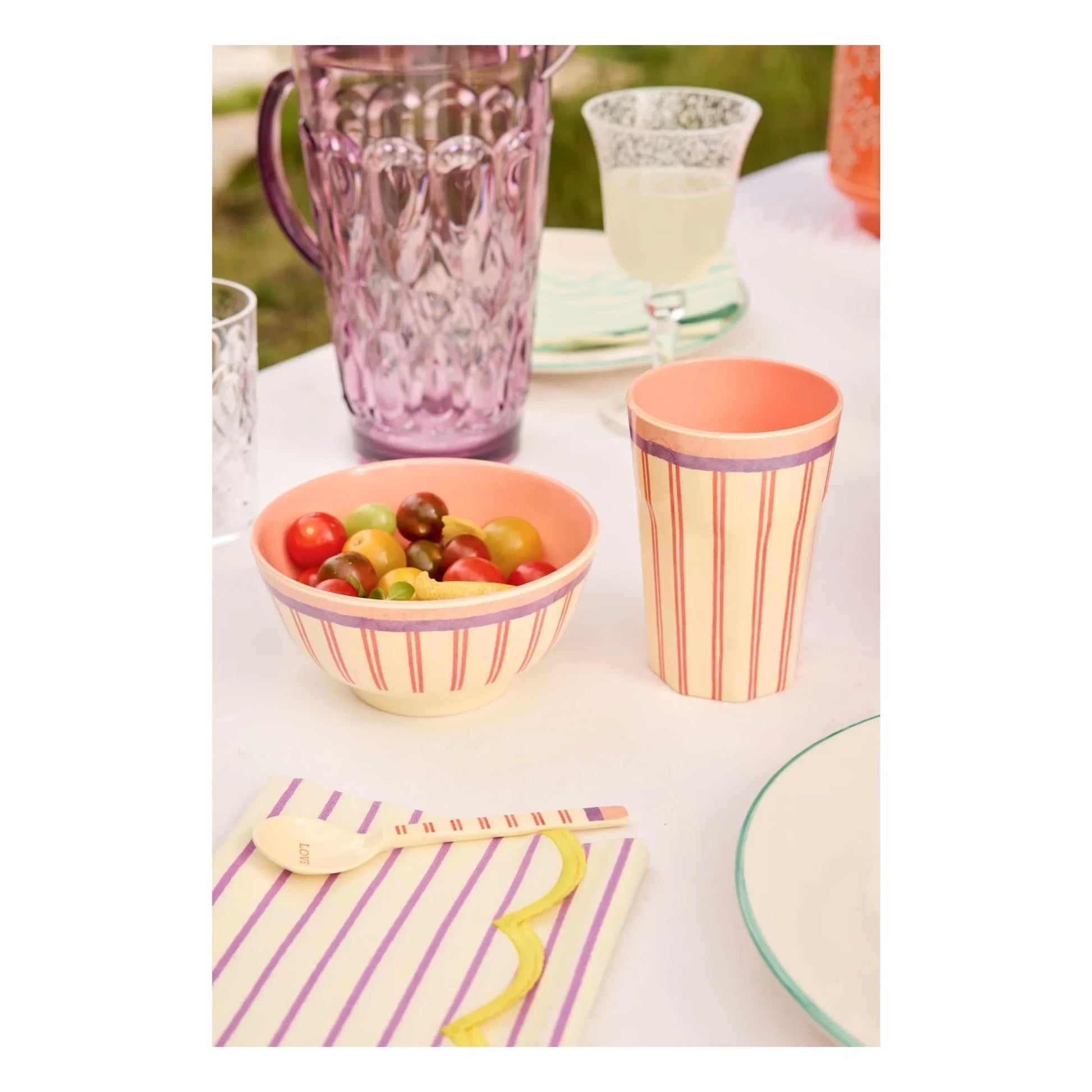 Rice - Striped melamine bowl | Cream