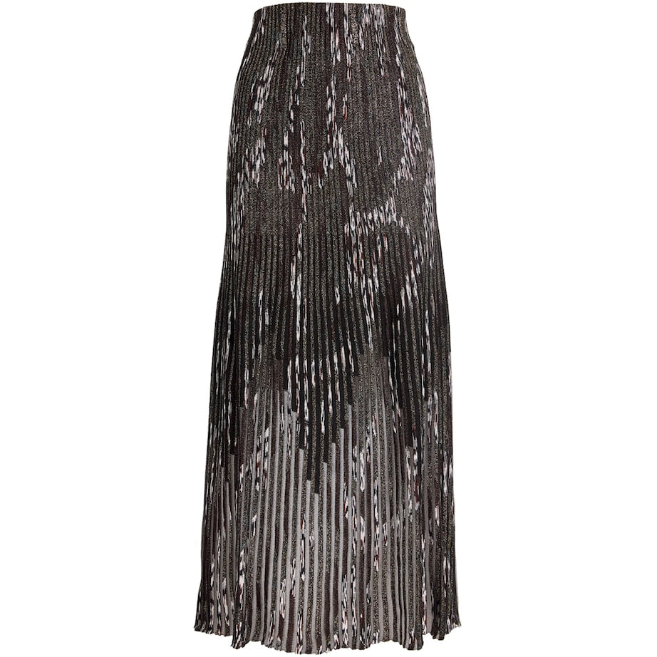 Metallic Pleated Maxi Skirt