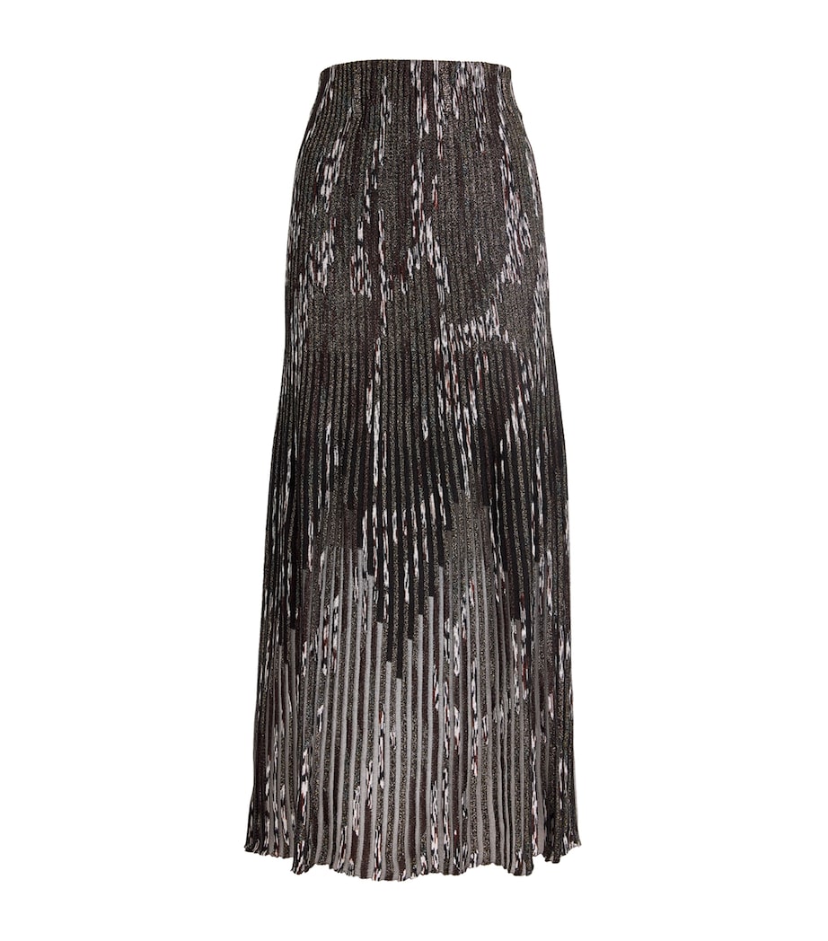 Metallic Pleated Maxi Skirt
