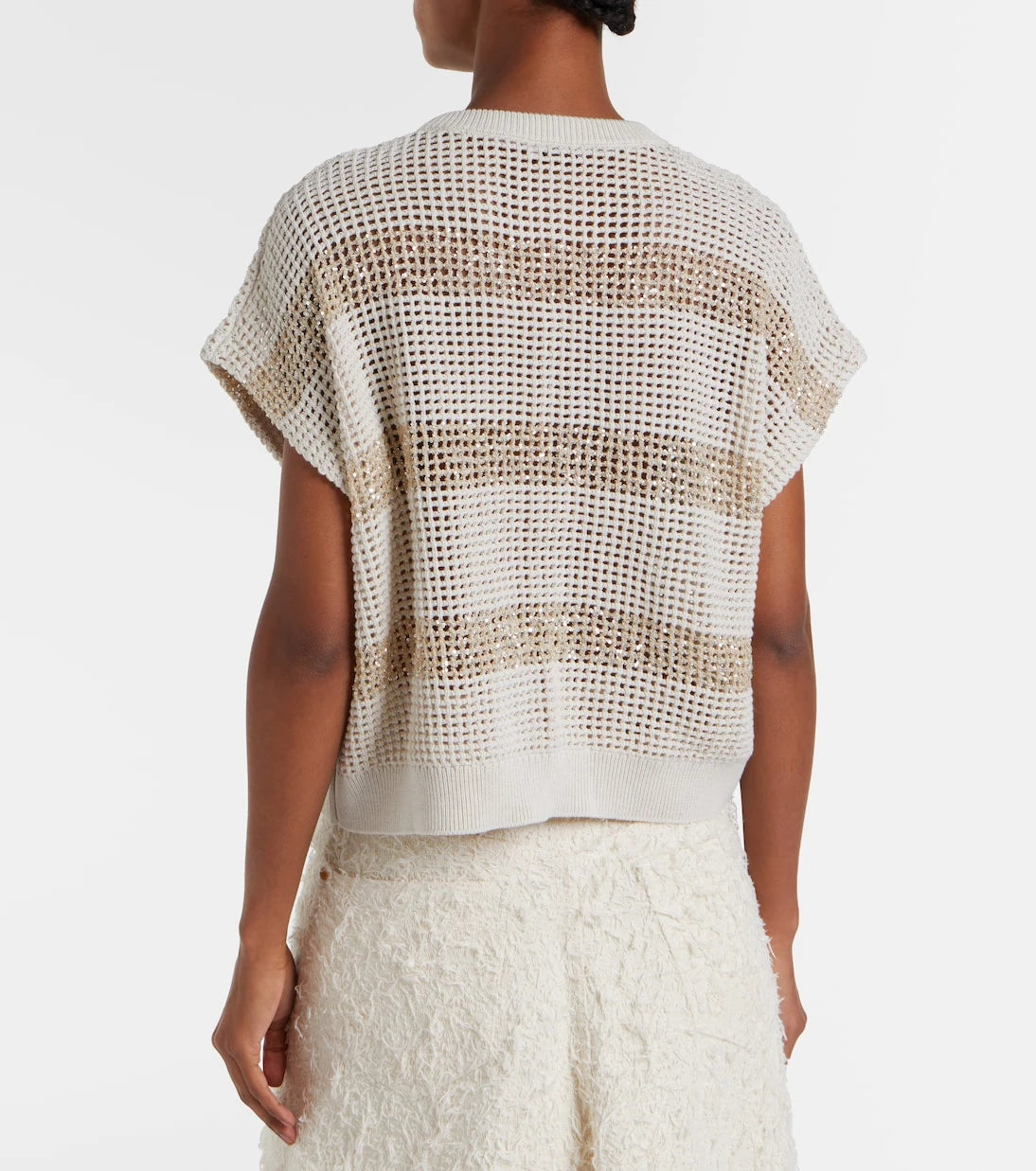 Brunello Cucinelli - Open-knit sequined cotton sweater