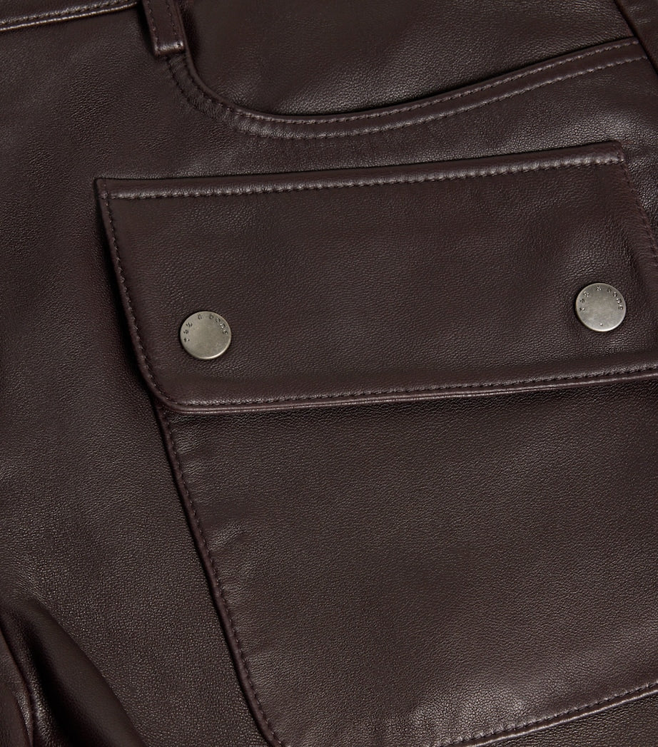 Brown Leather Aria Shorts