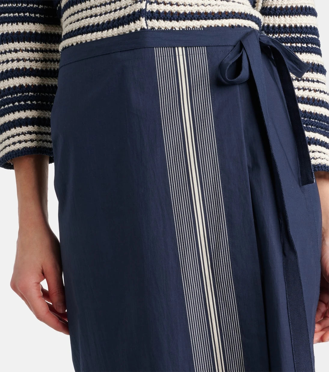 Vince - Striped cotton wrap skirt