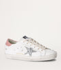 Pink Leather Croc-Embossed Super-Star Sneakers
