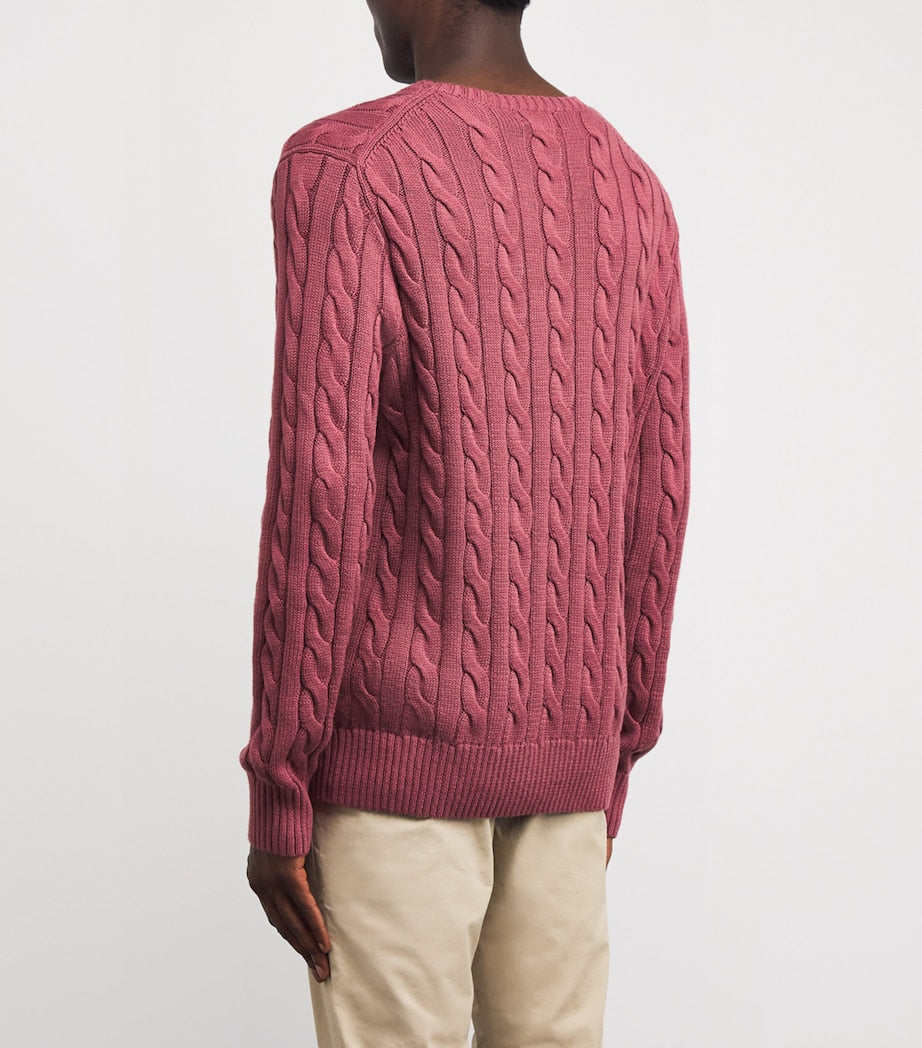 Polo Ralph Lauren Red Cotton Cable Sweater