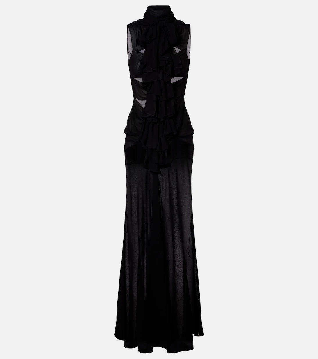 Alaïa - Kesik detaylı büzgülü jarse elbise