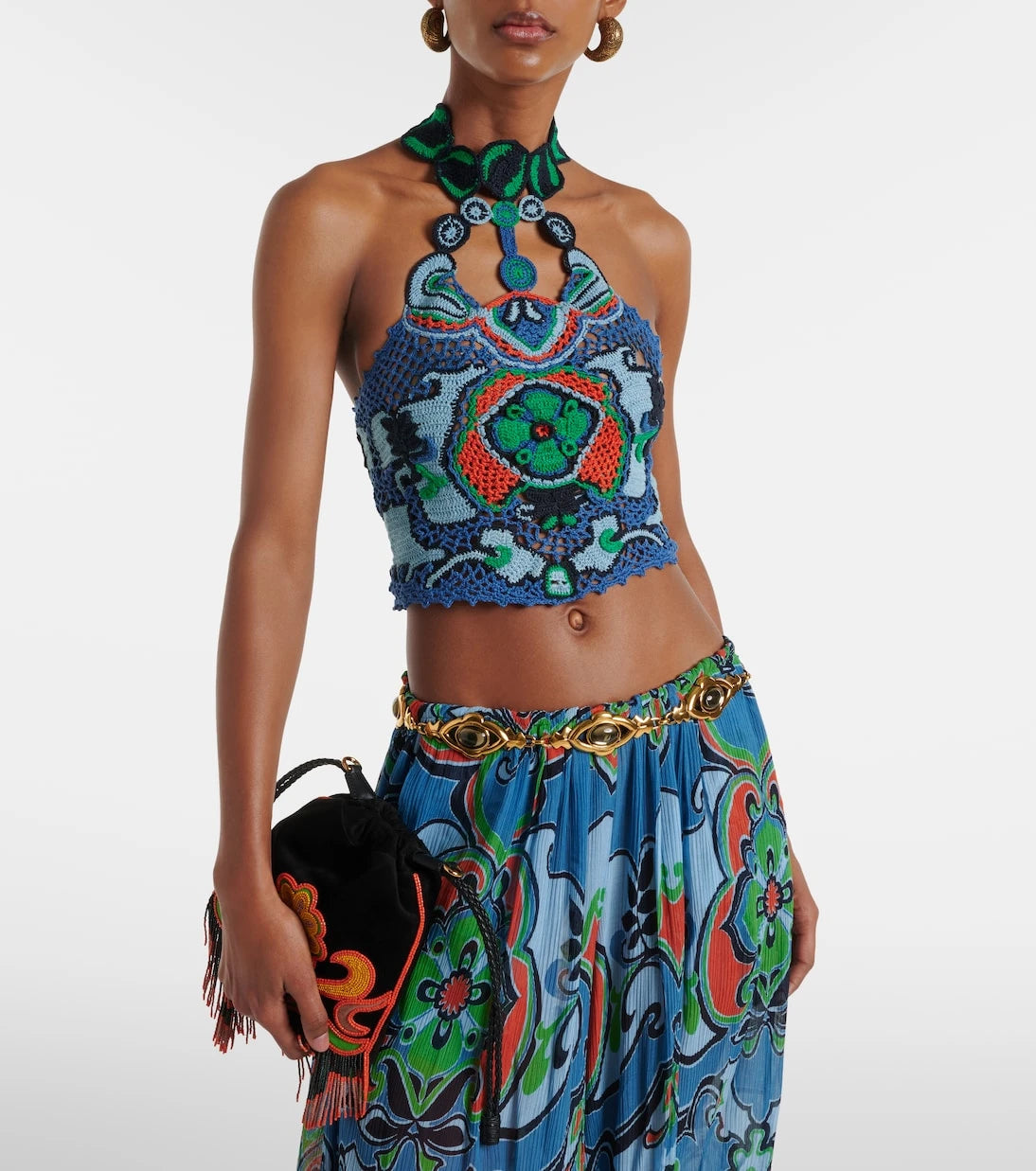 Etro - Floral crochet cotton crop top