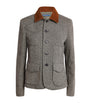 Polo Ralph Lauren Multi Wool-Blend Herringbone Suede-Trim Jacket