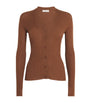 Johnstons Of Elgin Brown Superfine Cashmere V-Neck Cardigan