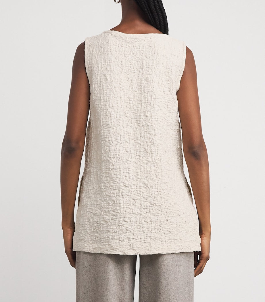 Max Mara White Cotton-Blend Textured Top