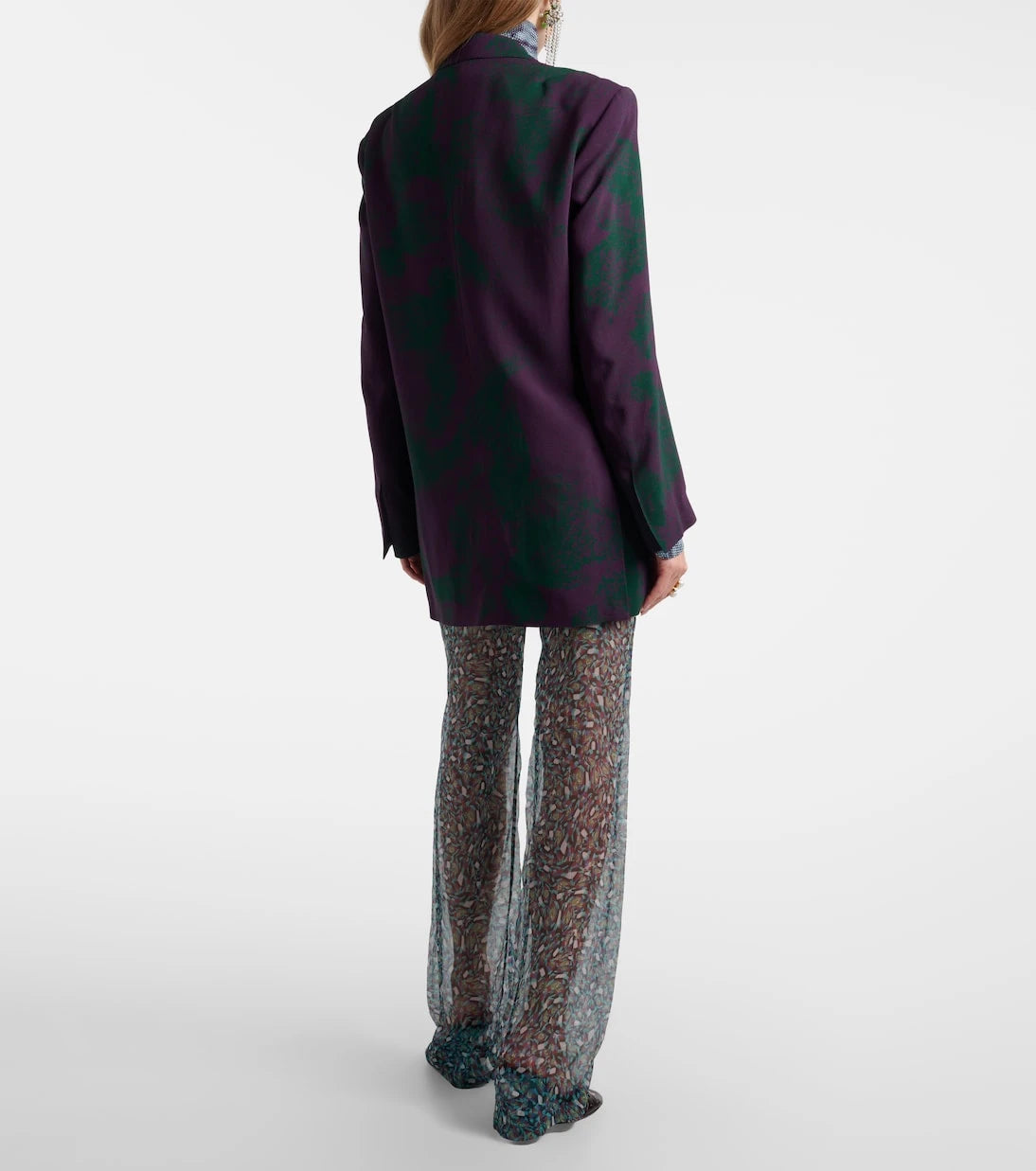 Dries Van Noten - Printed sheer silk wide-leg pants