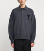 AMI Paris Black Wool Ami de Coeur Polo Sweater