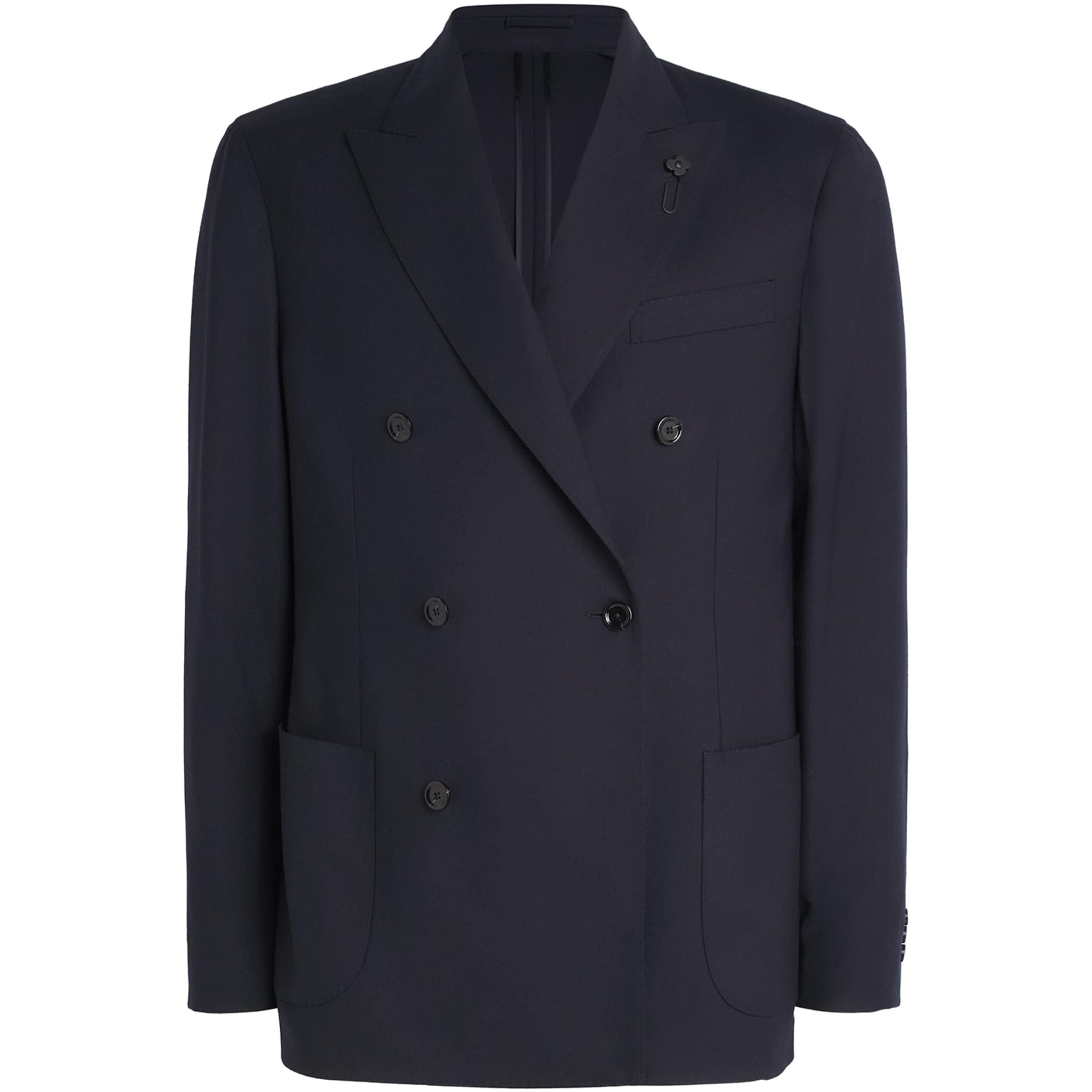 Wool-Blend Double-Breasted Blazer