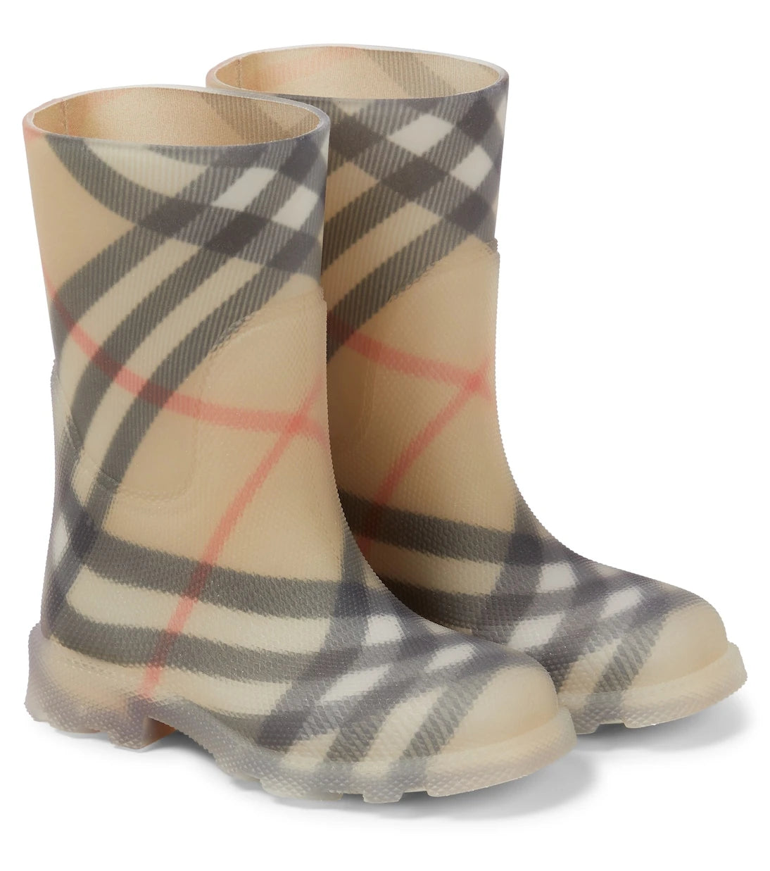 Burberry Kids - حذاء المطر بنقشة كاروهات بربري