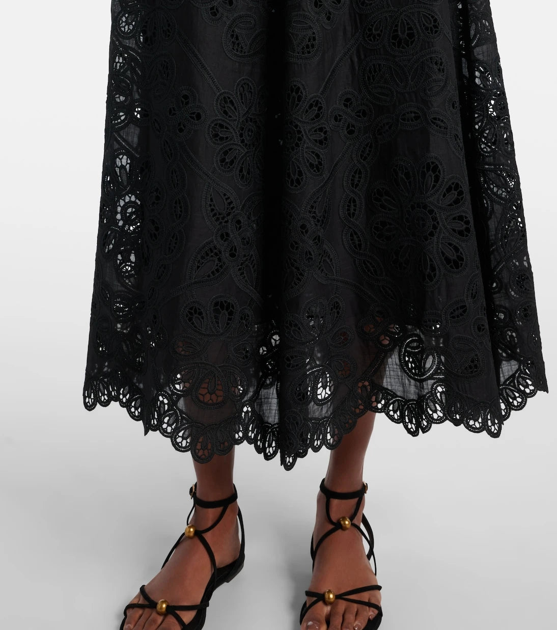 Zimmermann - Rhiannon embroidered cotton midi skirt