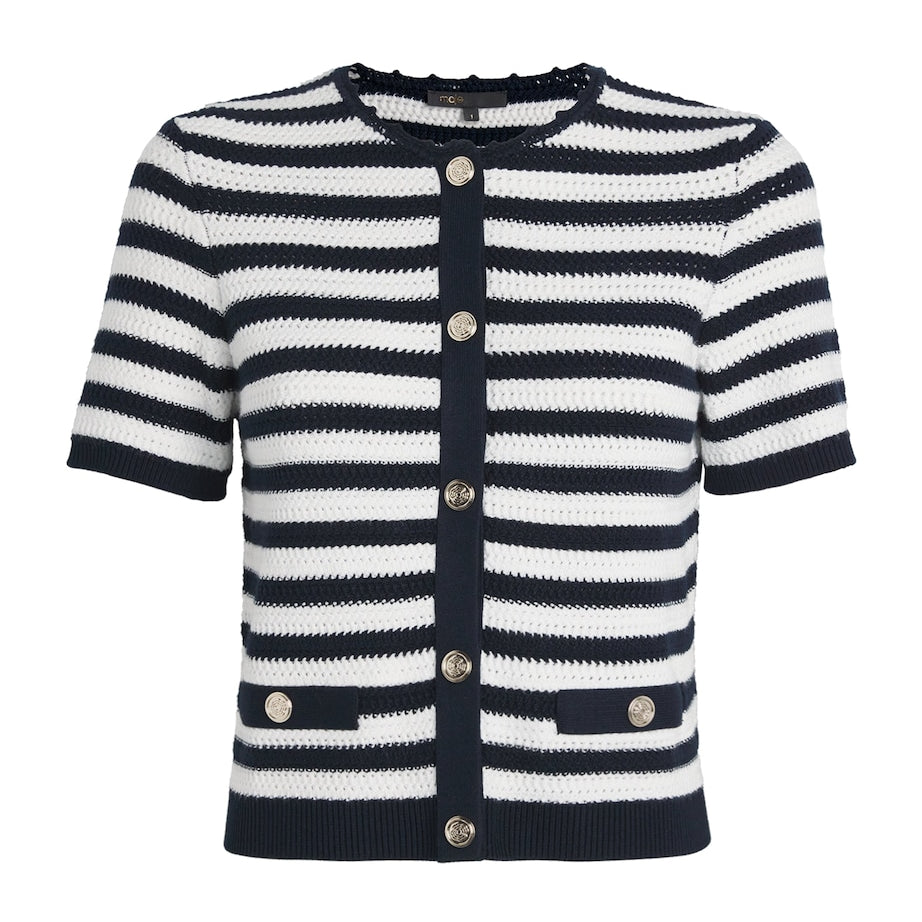 Maje Multi Cropped Stripe Cardigan