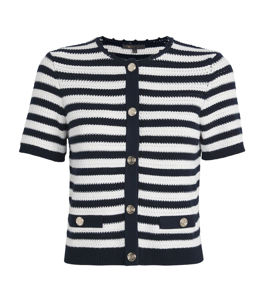 Maje Multi Cropped Stripe Cardigan