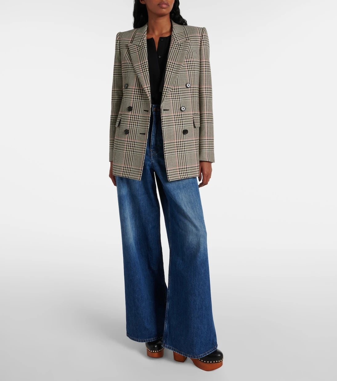 Chloé - Double-breasted checked wool blazer