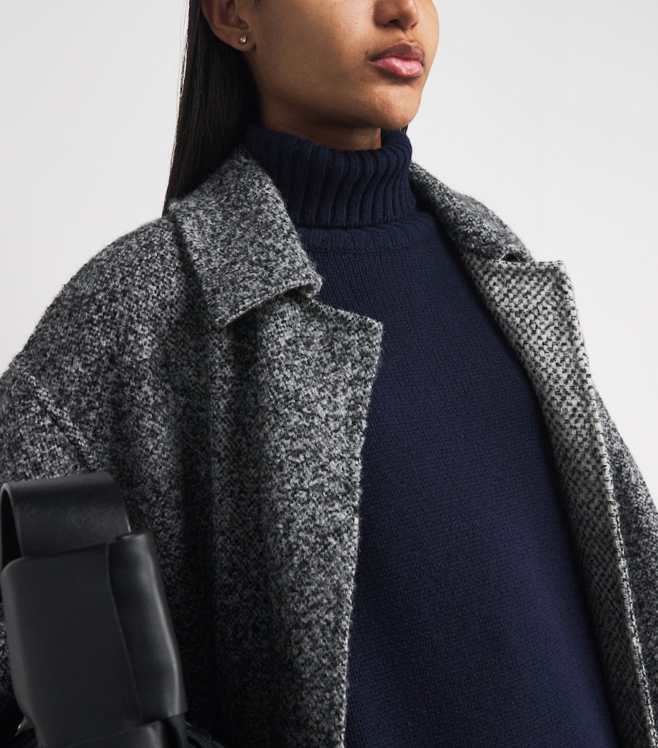 Harrods Navy Cashmere Rollneck Mini Dress