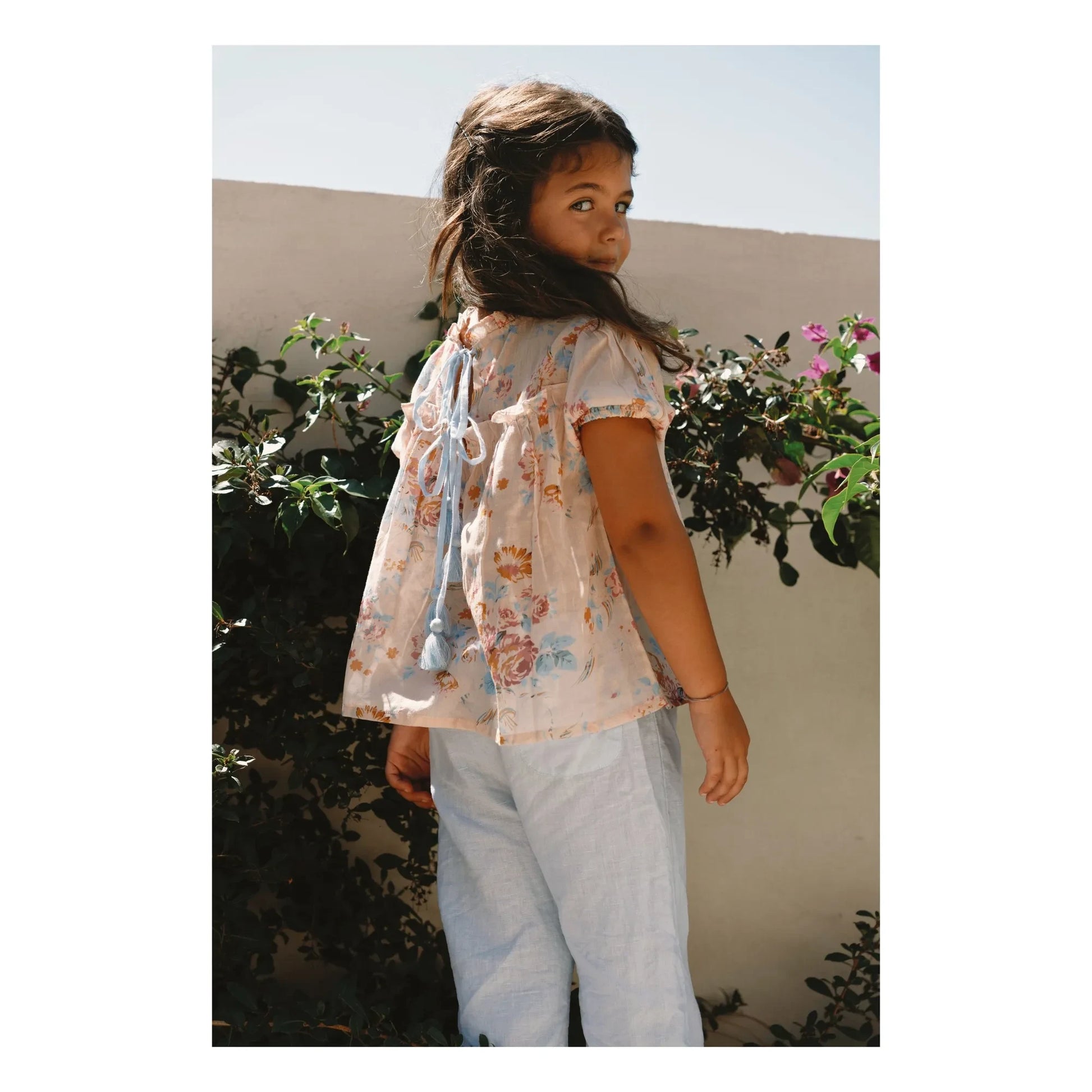 Lilinoa - Blouse Elise Fleurie Voile de Coton | Peach