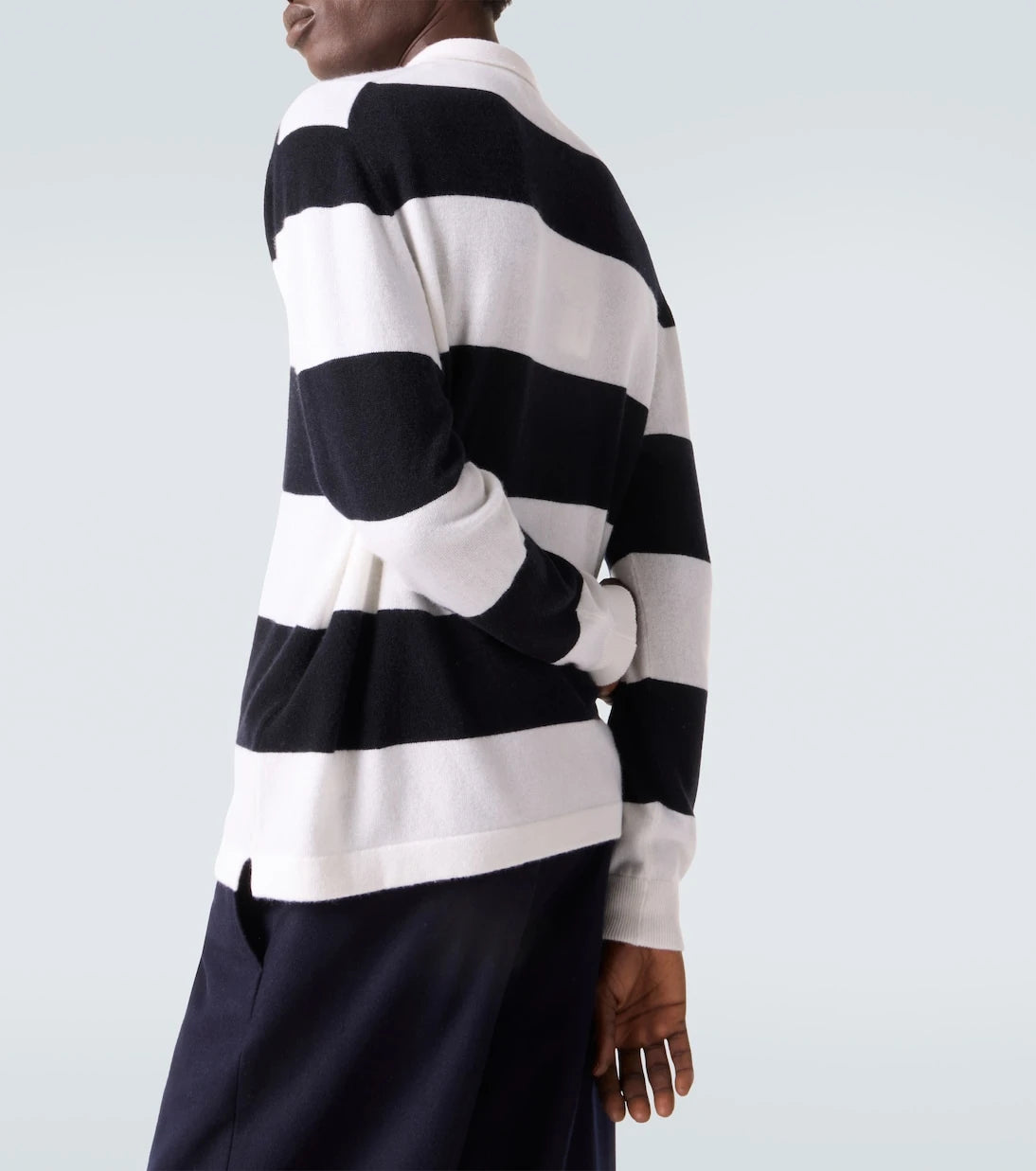 Allude - Striped wool and cashmere polo sweater