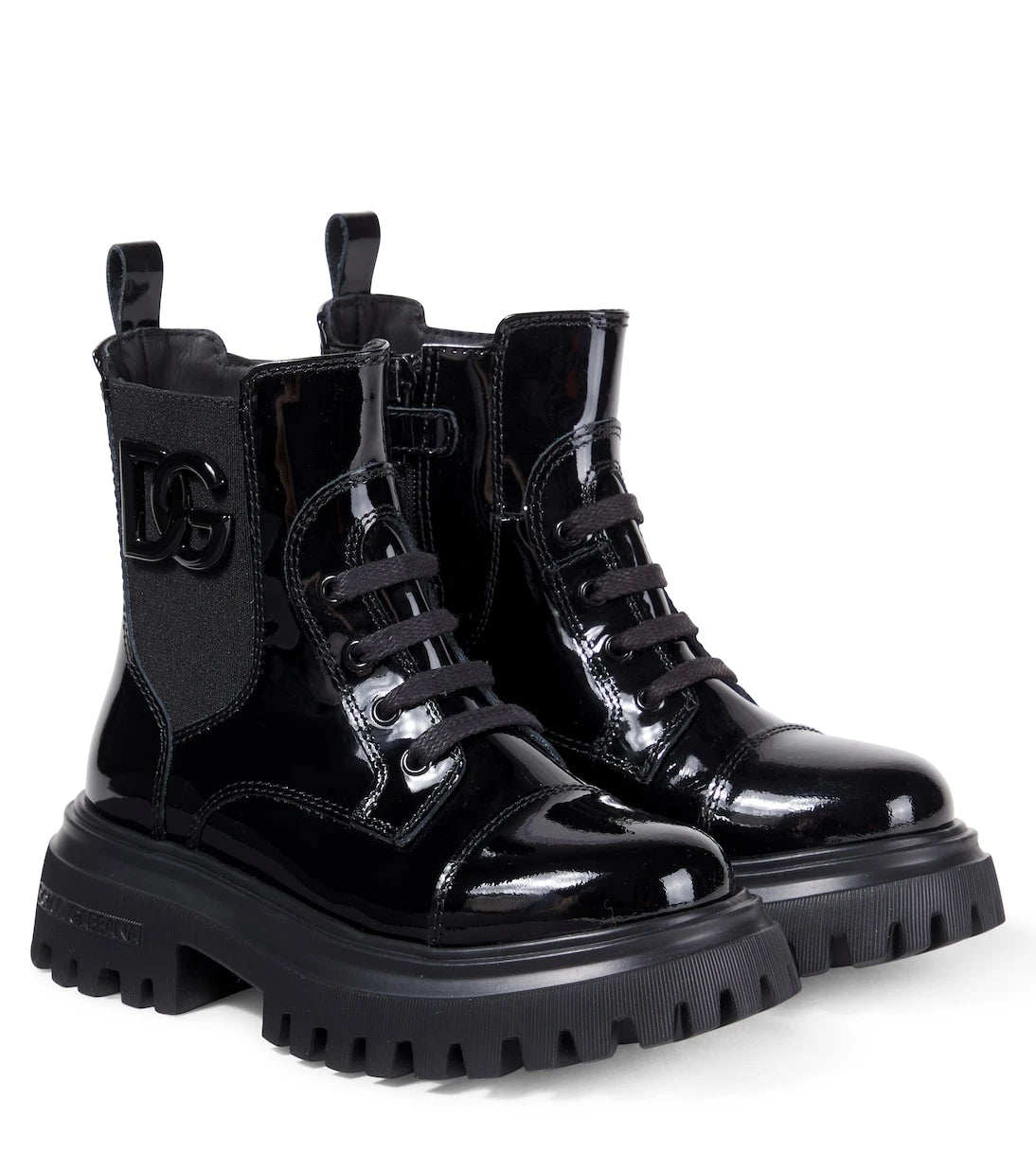 Dolce&Gabbana Kids - DG patent leather combat boots