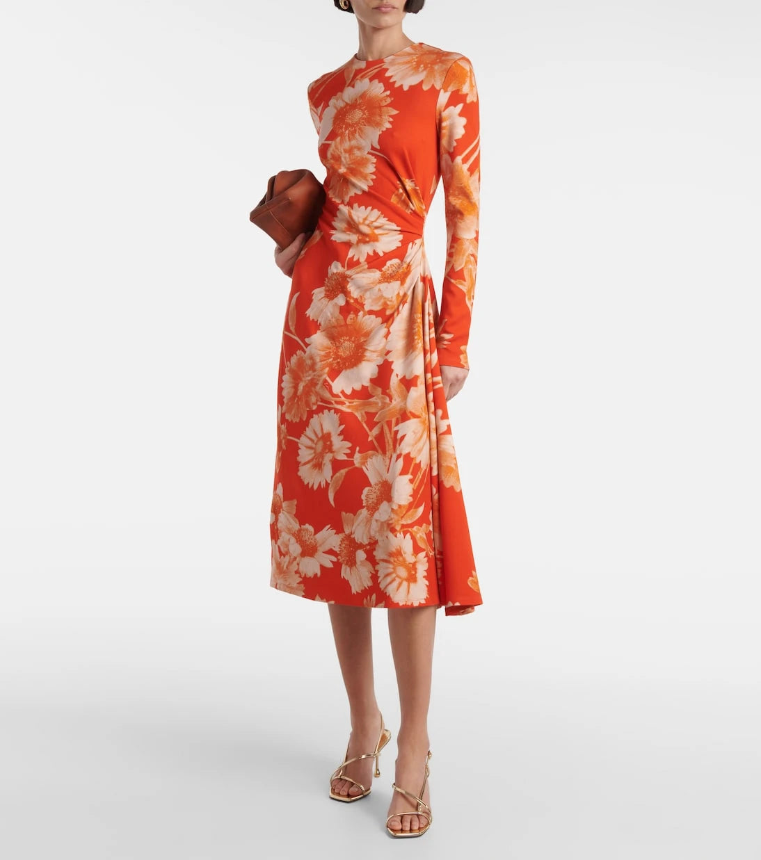 Erdem - Floral draped ponte jersey midi dress