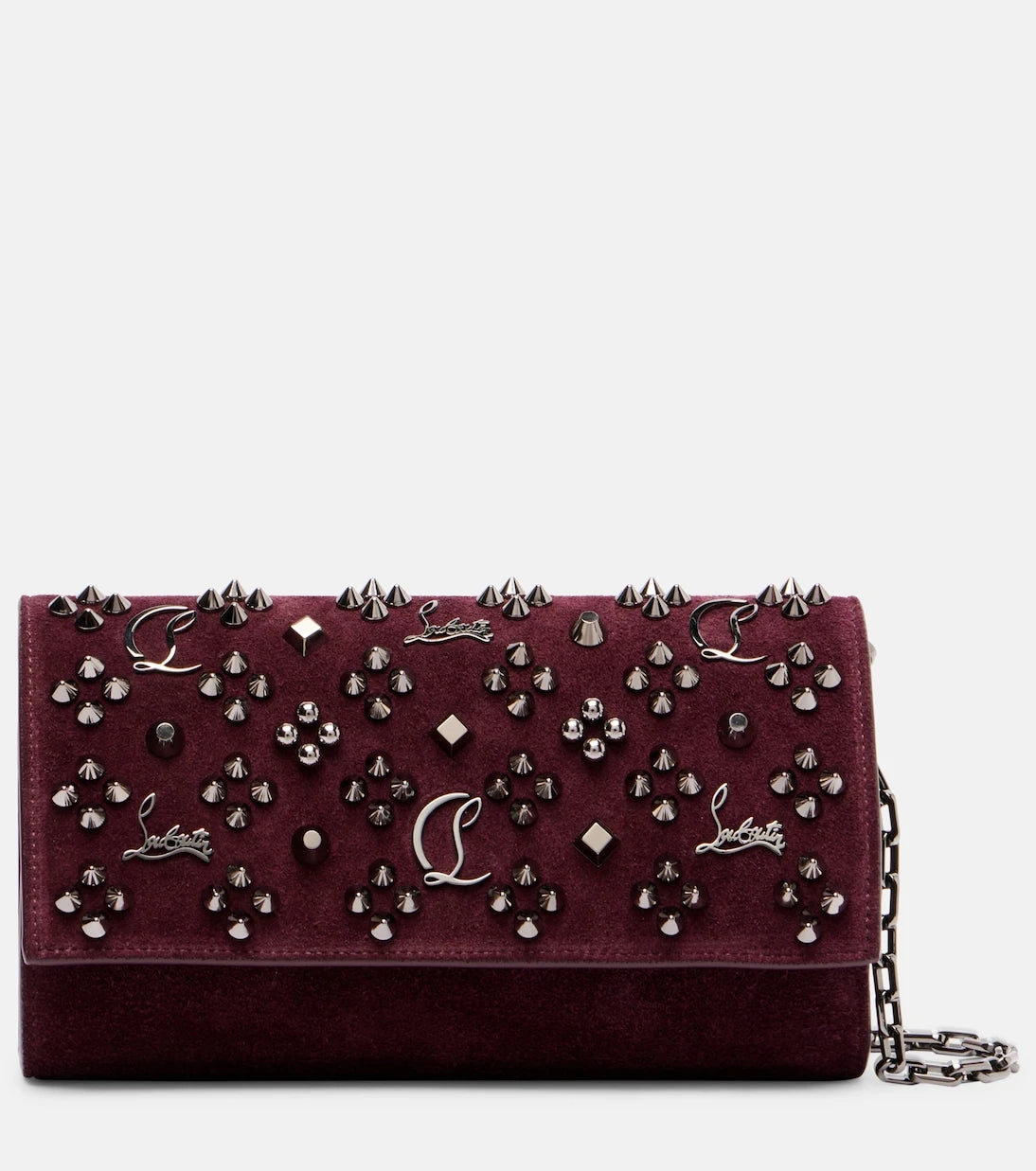 Christian Louboutin - Paloma studded suede wallet on chain