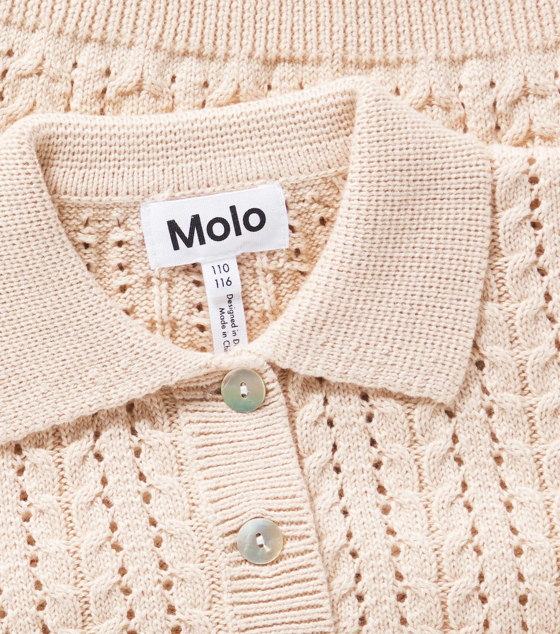 Molo - Gretel cable-knit cotton polo shirt