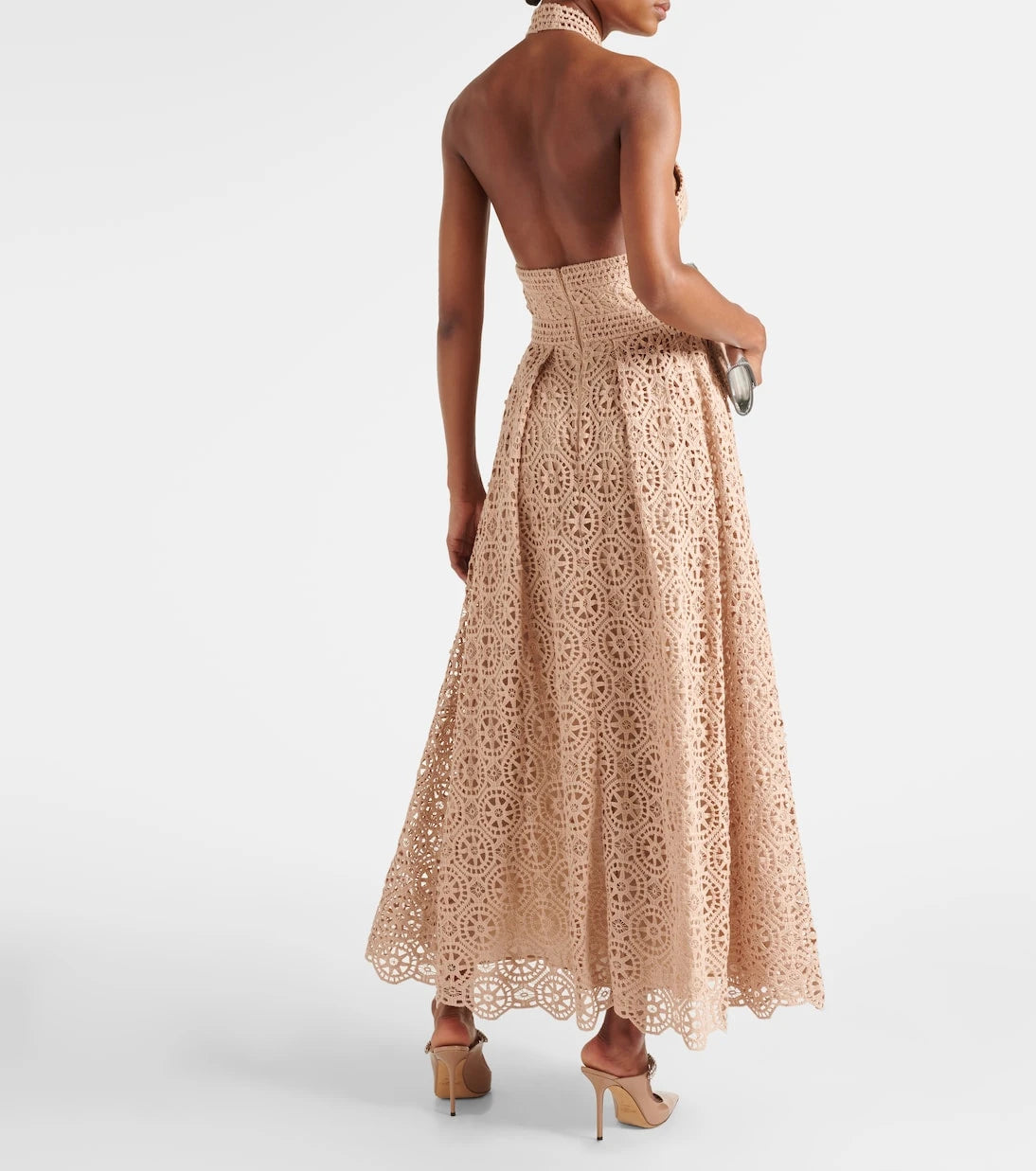 Elie Saab - Macramé halterneck cotton-blend midi dress