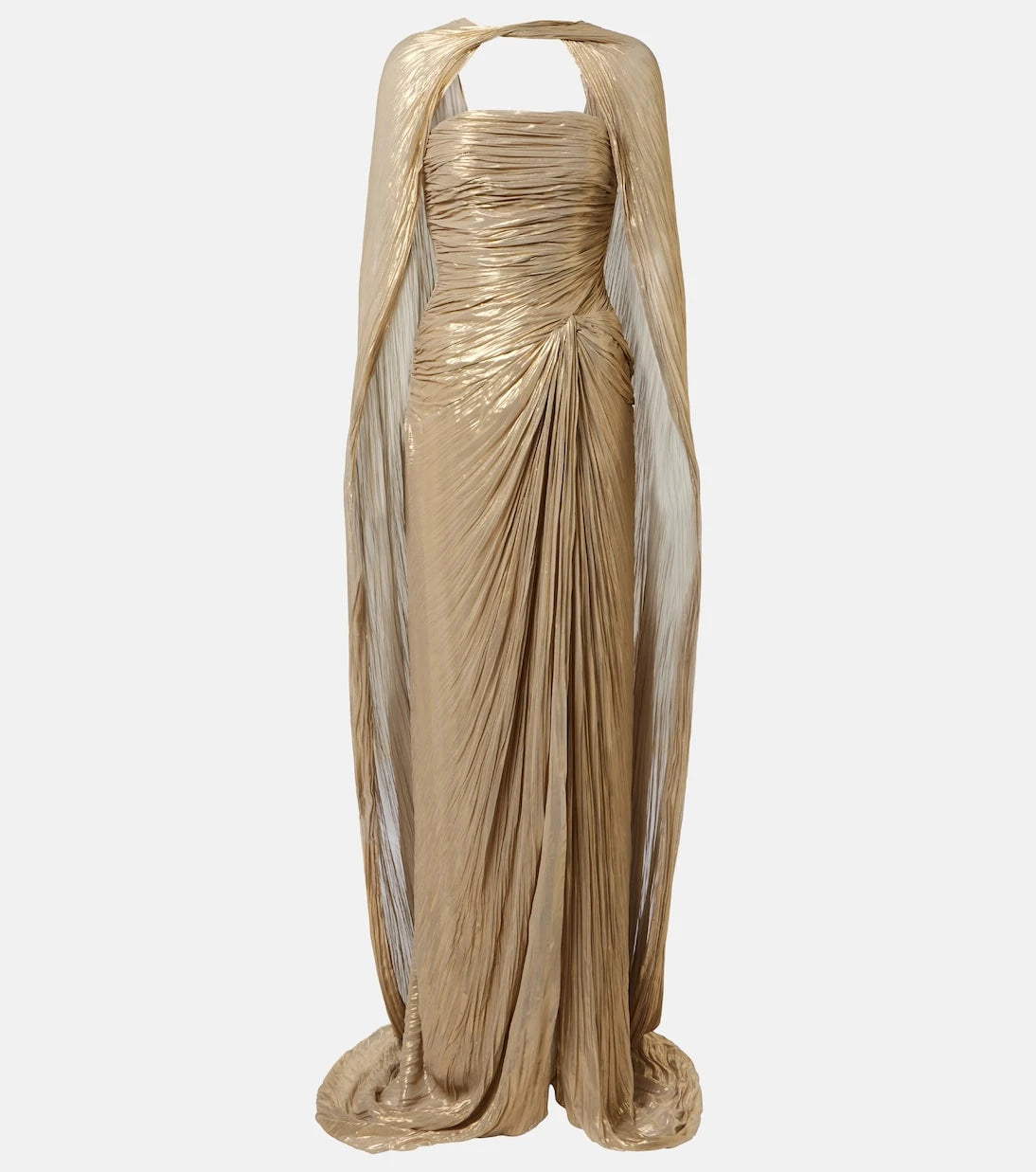 Marmar Halim - Caped pleated bustier gown