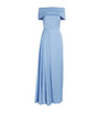 Blue Charmeuse Off-The-Shoulder Philomena Gown