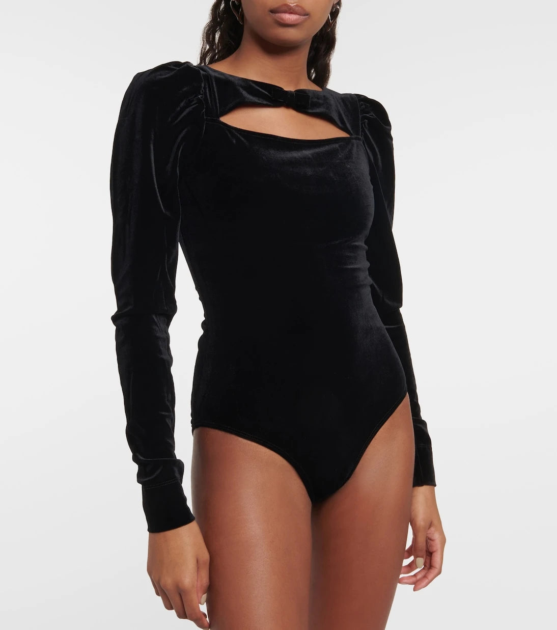 Ganni - Cutout velvet jersey bodysuit