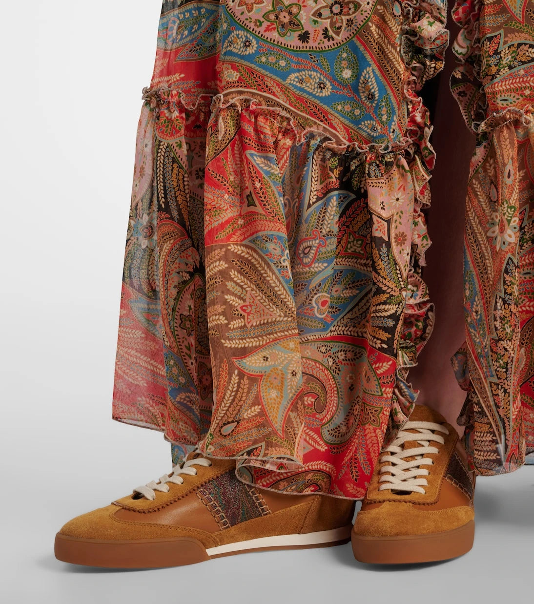 Etro - Pegaso suede-trimmed leather sneakers