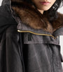 Prada Black Canvas Shearling-Hood Coat