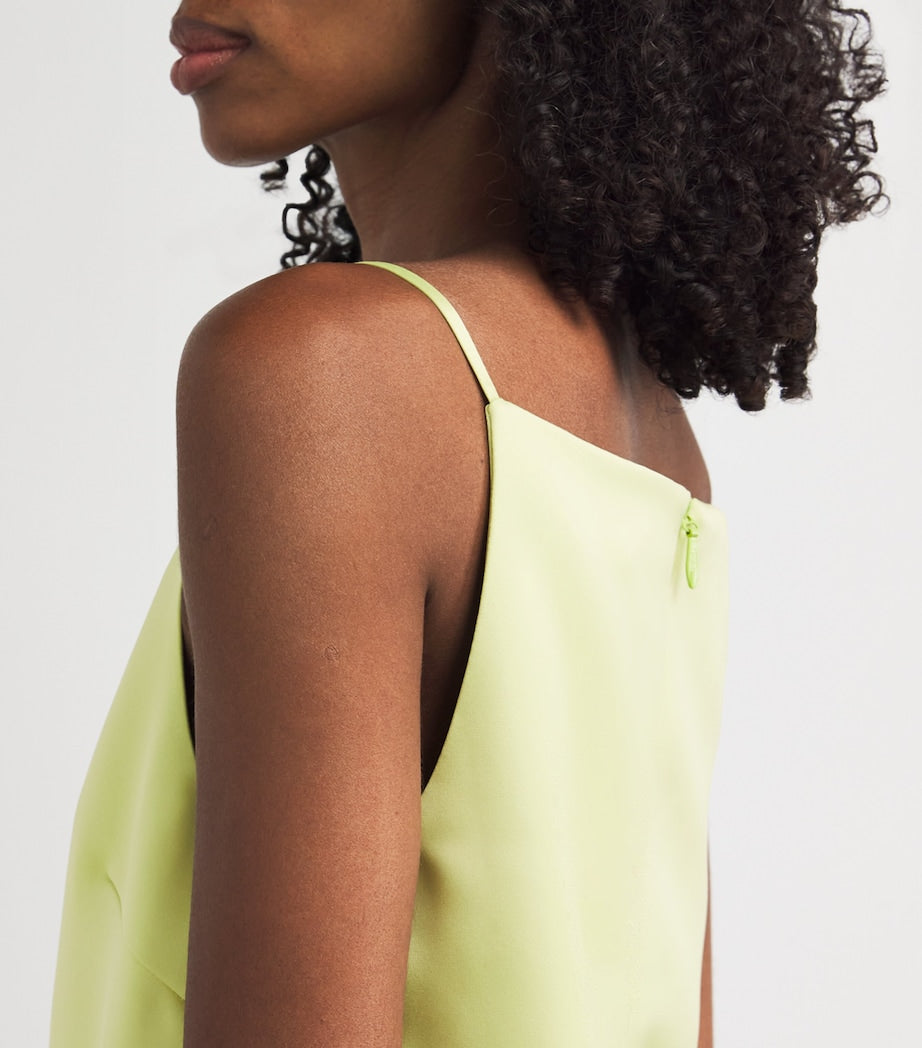 LEO LIN Green Satin Floral Leia Mini Dress